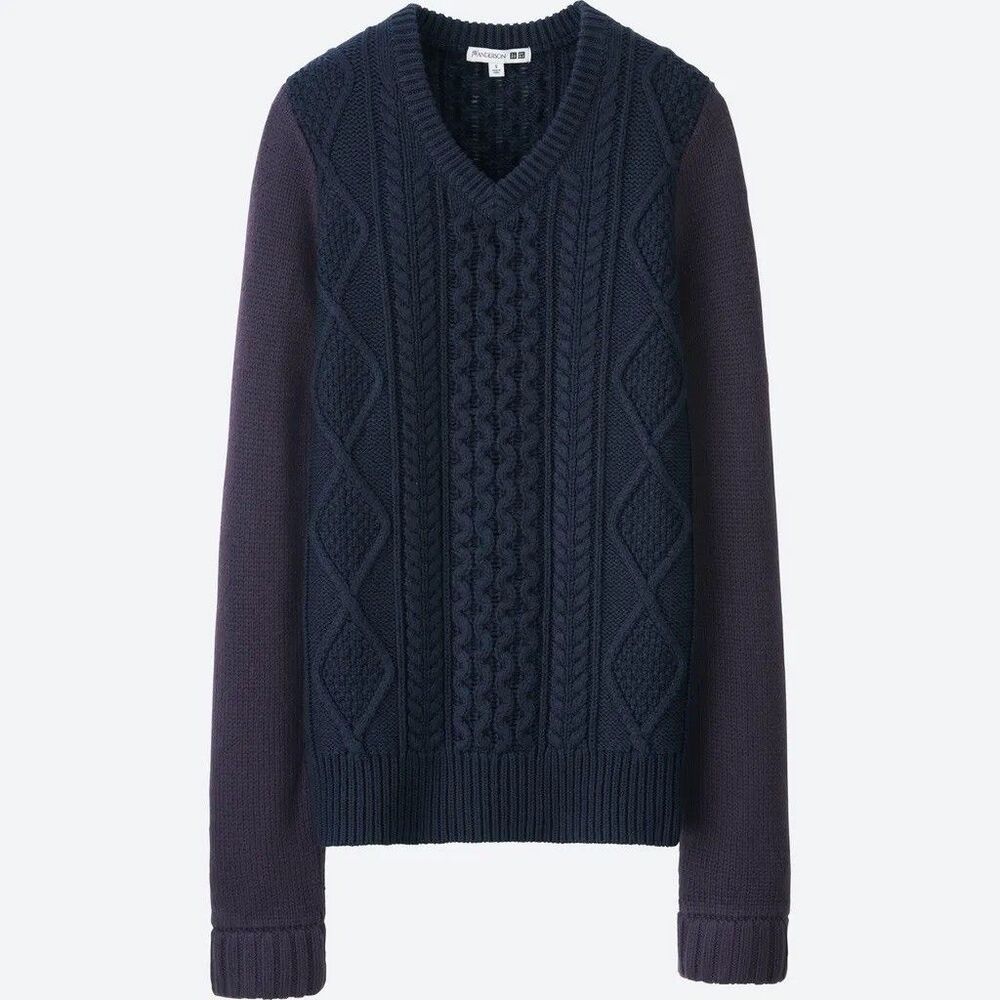 Uniqlo JW Anderson Sweater Women’s Large Blue Purple Cable Knit